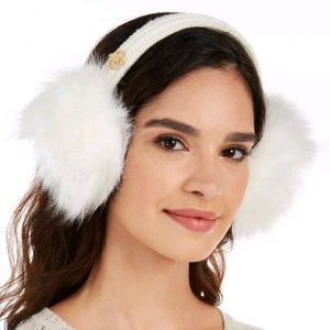 NIB Michael Kors White Faux Fur Ear Muffs One Size